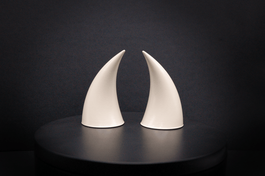 Back view of incubus devil horns in bone white with a glossy finish.