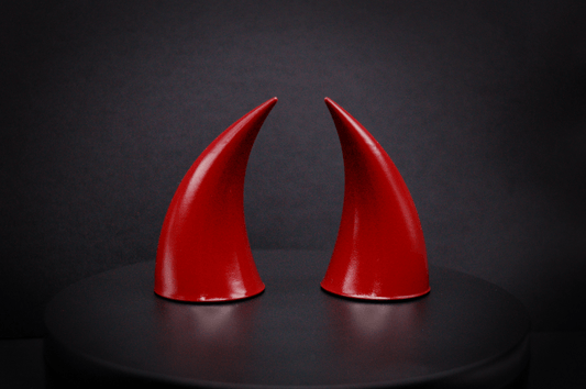 Back view of incubus devil horns in bordeaux red with a glossy finish.